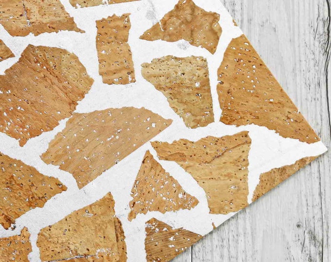 GIRAFFE print CORK sheets -  textured precut vegan pieces, made in Italy fabrics  12x12 inches B909  La Garzarara