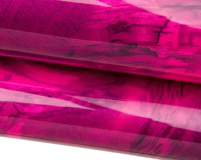 Fuchsia LACQUERED leather hide, printed PATENT calfskin, hot pink glossy cowhide B17652-ST La Garzarara