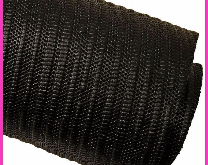 Black 3D print leather hide, semi glossy embossed cowhide, sporty printed calfskin, medium softness B15084-TB La Garzarara