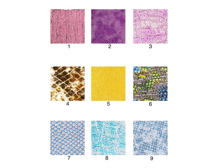 Printed leather hides, python coccodrille geometric metallic, abstract, full hides available, goatskins B19237-MT(ST) La Garzarara