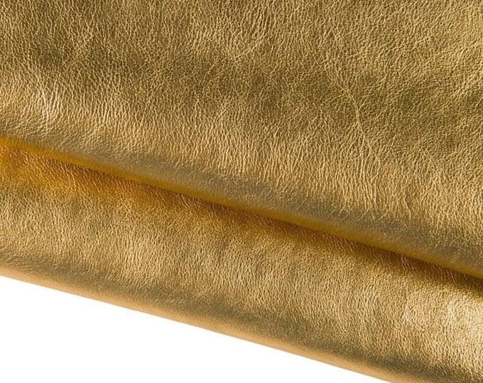 GOLD leather hide, metallic WRINKLED calfskin, golden sporty cowhide 1.2 - 1.4 mm B16633-MT La Garzarara