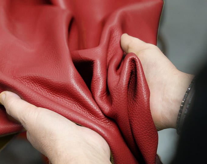 Deep red calf leather hide natural grain cow skin full upholstery leather for armchairs sofas premium bags  1.2- 1.4 mm  La Garzarara