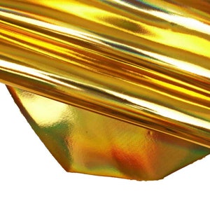 Gold, light blue IRIDESCENT METALLIC leather hide, smooth metal calfskin, glossy stiff cowhide B14114-MT La Garzarara