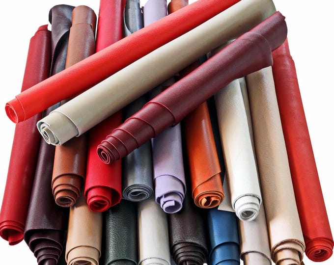 THIN leather scraps, Soft nappa and goatskin renmants, Supple assorted offcuts leather colors 10x8" / 25x20 cm approx B106