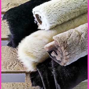 SHEARLING FUR pieces, random assortment, colors various, sheepskin remnants,  5 pieces    B122  La Garzarara