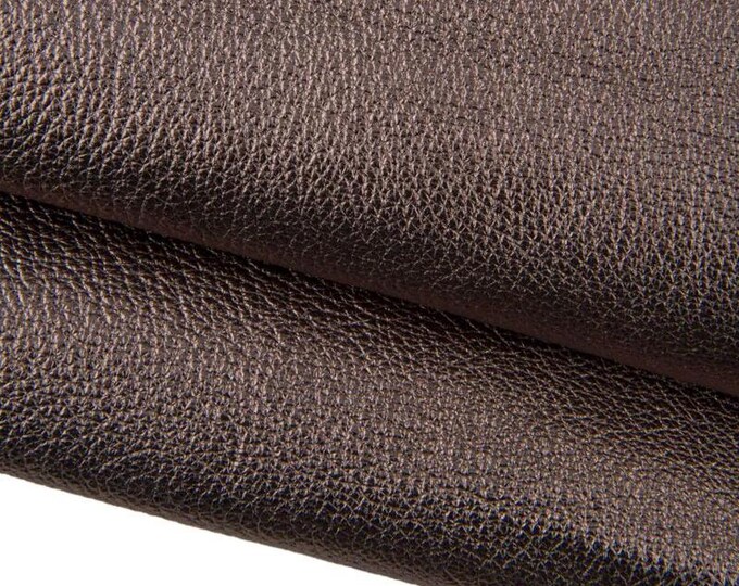 Gunmetal leather skin, grainy METALLIC goatskin, PEBBLE grain printed soft hide 1.3 - 1.5 mm B17311-MT La Garzarara