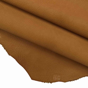 PELLE OPACA vintage, capra gommata colore marrone, pellame con grana stampata per artigiani, vera pelle italiana B12535-VT