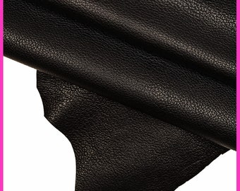 Black Pebbled Leather Goatskin, Soft Grain Leather Hide, Black milled grain for shoes, bags, wallets B14180-TB La Garzarara