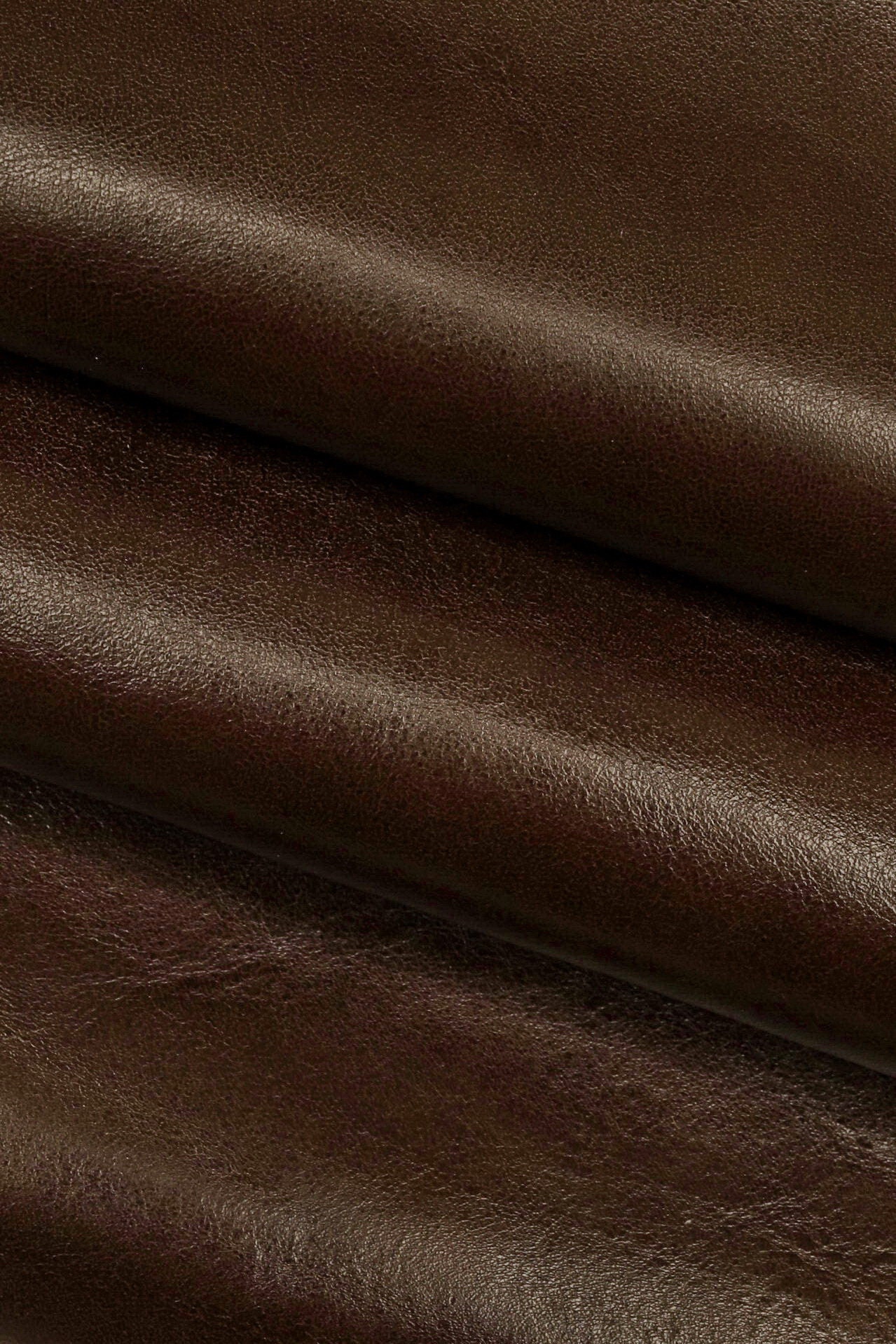 BROWN TAN vegetable tanned leather hide, smooth vintage calfskin, stiff  matt cowhide