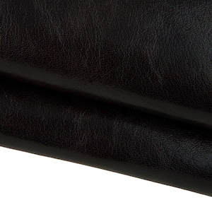 Dark BROWN leather skin, glossy wrinkled goatskin, sporty hide 0.9 - 1.0 mm B17457-TU La Garzarara
