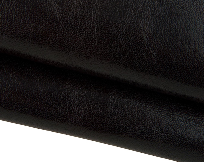 Dark BROWN leather skin, glossy wrinkled goatskin, sporty hide 0.9 - 1.0 mm B17457-TU La Garzarara