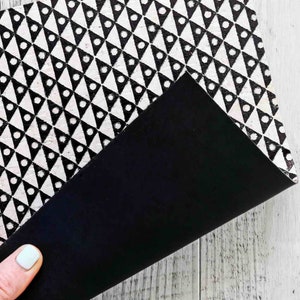 Leather backed cork sheets - black and white print - cork applied to cowhide leather   B904