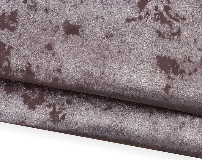 Purple mauve leather skin, GLITTER metallic AGED distressed suede goatskin, soft hide B18100-MT(st)  La Garzarara