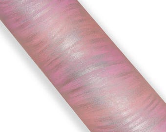 Pink - silver leather hide, METALLIC wave printed cowhide, SOFT calfskin for hobbyists B18055-MT(st) La Garzarara