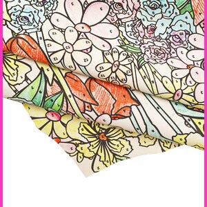 Pelle FLOREALE COLORATA, nappa di agnello disegno fiori multicolor, pellame morbido stampato B16241-ST La Garzarara