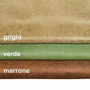 PELLE spessore leggero  verde grigio marrone vintage - pellame stropicciato con glitter invecchiato B13789-VT La Garzarara