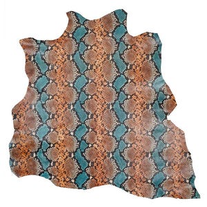 MULTICOLOR PYTHON printed leather hide, reptile textured goatskin, snake pattern on semi glossy soft hide B19730-ST La Garzarara image 3