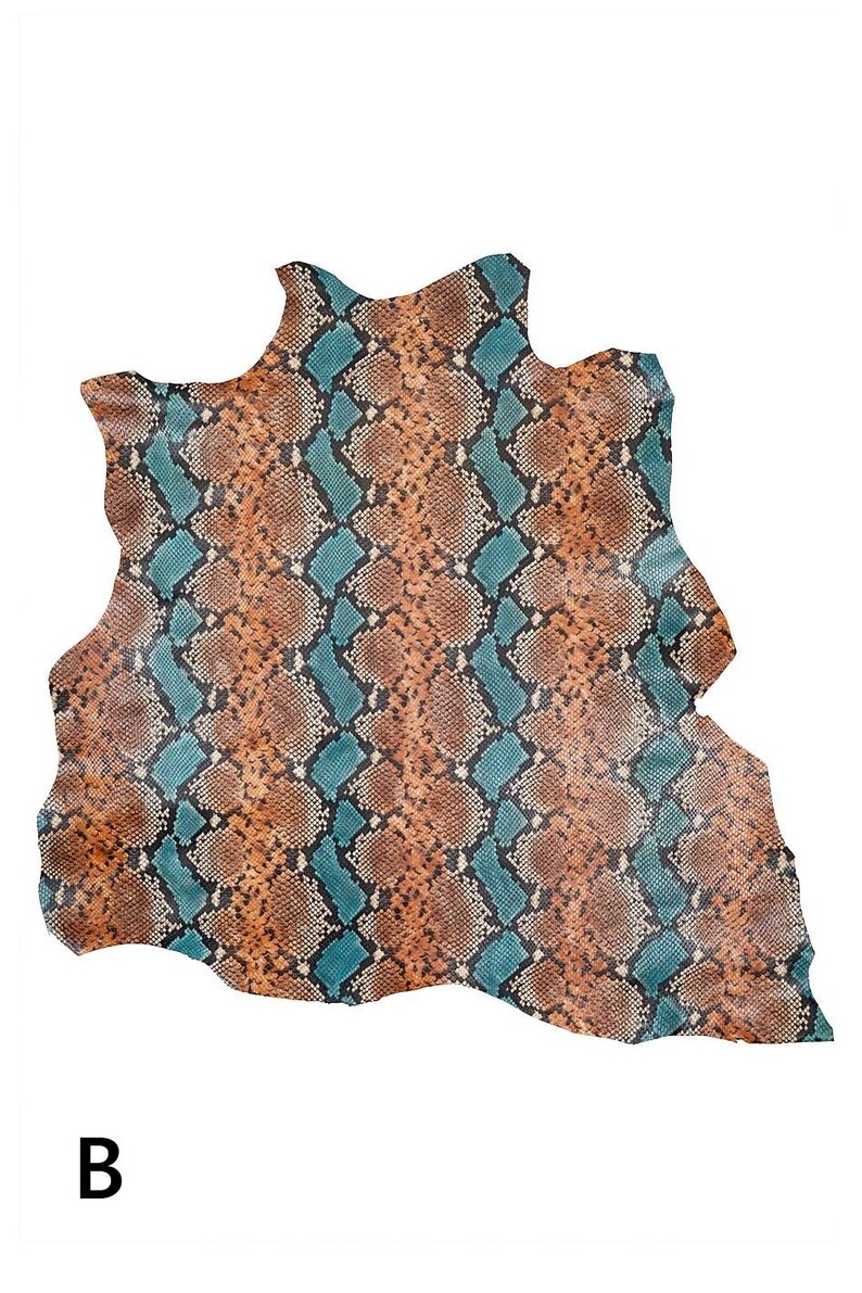 MULTICOLOR PYTHON printed leather hide, reptile textured goatskin, snake pattern on semi glossy soft hide B19730-ST La Garzarara image 3