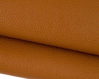 Tan PEBBLE grain printed leather hide, brown soft cowhide, semi glossy embossed calfskin B17635-TU La Garzarara