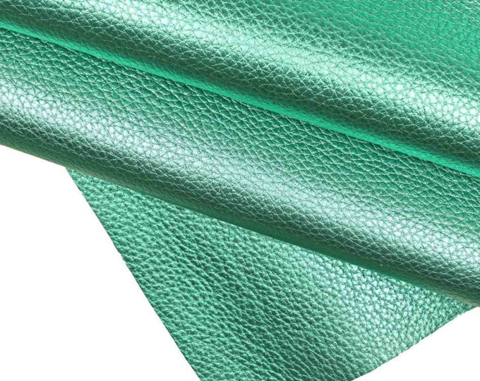 METALLIC turquoise, pink, platinum, PEBBLE grain leather hide, grainy metallic cowhide, soft thick calfskin B14202-MT La Garzarara