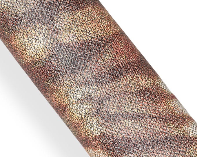 Orange yellow ABSTRACT printed leather skin, gold GLITTER, soft metallic goatskin hide for diy projects B18169-MT(st)  La Garzarara