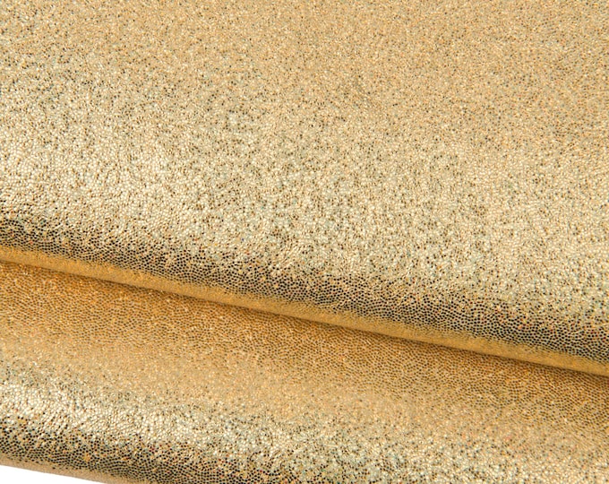 IRIDESCENT GOLD leather skin, soft metallic goatskin, bright sparkle hide for hobbyists B18536-MT(st) La Garzarara