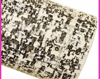 Black white grey TEXTURED leather skin, fabric like print on soft goatskin, abstract pattern on hide B16315-ST La Garzarara