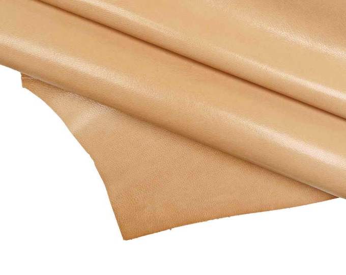 BEIGE smooth goatskin leather, soft leather skin 0.7 -0.9 mm, ideal for DIY projects B17697-TU La Garzarara