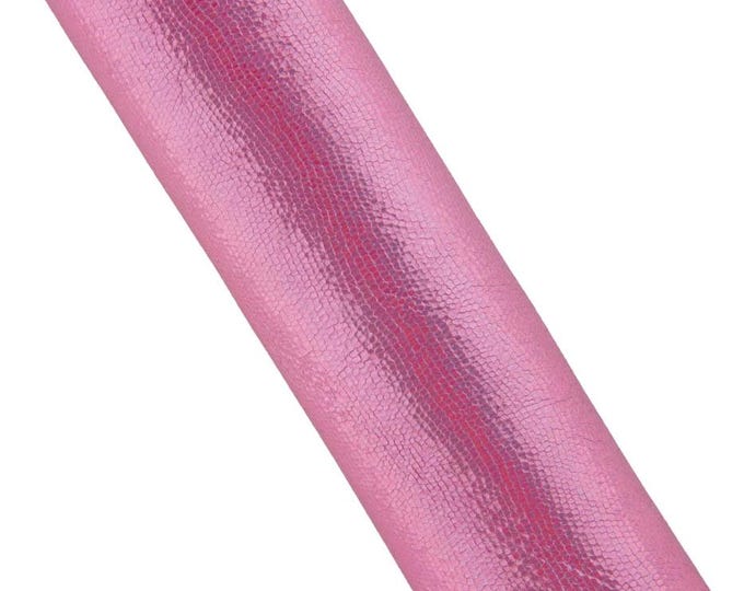 Pink LIZARD printed leather hide, METALLIC reptile textured goatskin, classic brigh soft hide for hobbyists B19021-MT La Garzarara