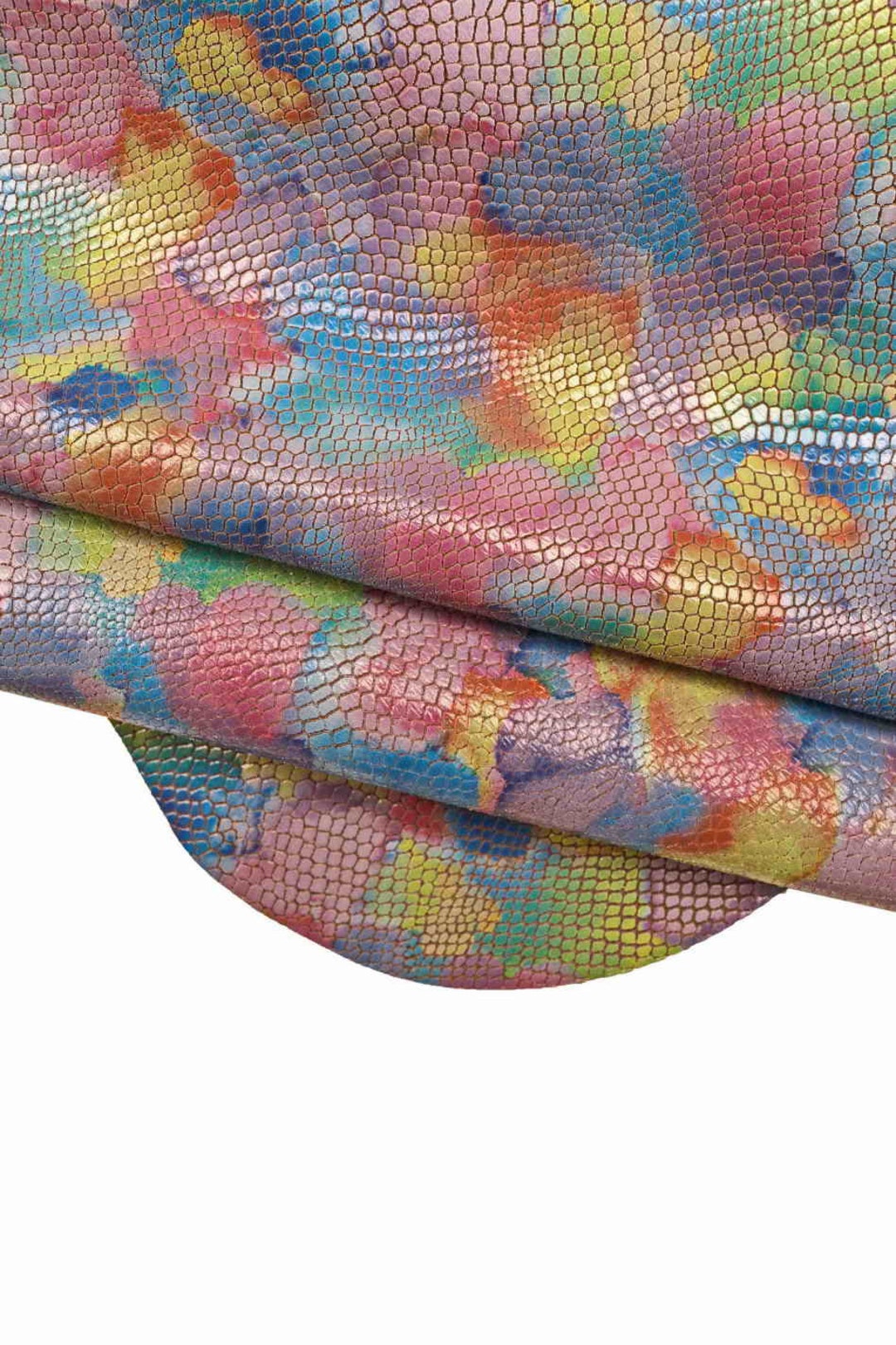MULTICOLOR PYTHON Printed Leather Hide, Colorful Artistic Reptile ...