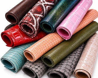 Leather scraps crocodile and python embossed pattern, reptile leather remnants assorted colors, random selection 500 g 1 kg B097 Garzarara