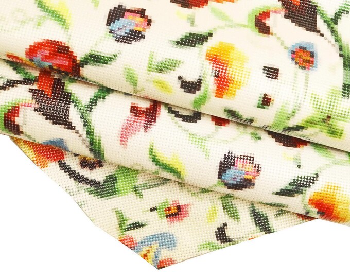 3D  cow leather hide, MULTICOLOR FLORAL textured leather hide, embossed calfskin with flower pattern, B16240-ST La Garzarara