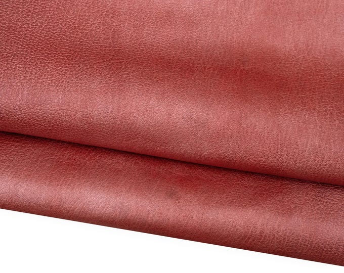 Red PEARLIZED leather hide, tiny pebble grain printed cowhide, soft glazed calfskin for hobbyists  B18770-TU La Garzarara