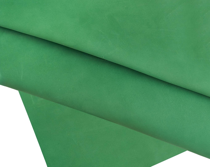 GREEN suede leather hide, NUBUCK solid color cowhide, soft calfskin 1.1 - 1.3 mm B16759-TU La Garzarara