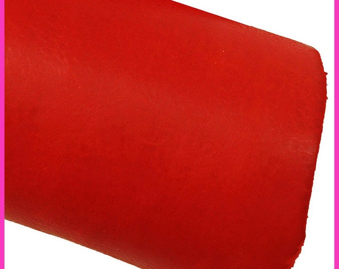 Ruby Red Textured Leather Hide – Sporty Wrinkled Cowhide, Soft Crimson Calfskin with Natural Shading B16364-VT La Garzarara