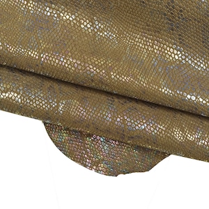 Holographic Python Leather Skin, Iridescent Snake Print, Soft Metallic Goatskin B15030-MT(st) La Garzarara&quot;