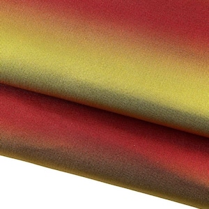 Pelle a RIGHE giallo rosso, capra LAMINATA stampa a strisce, pellame metallizzato morbido 0.5 - 0.6 mm B17352-MT(st) La Garzarara