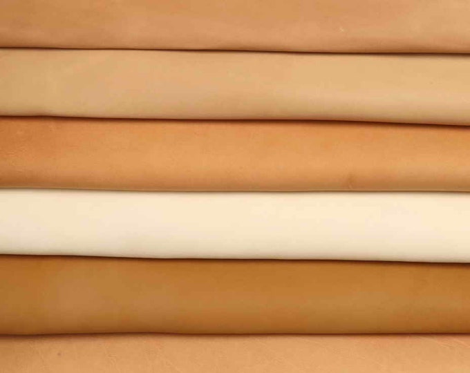 VEG-tanned Offcuts leather scraps - 5 Natural Beige Remnants for diy Leathercraft - random selection P010 La Garzarara