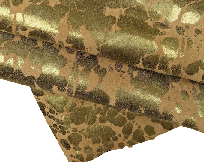 SPLASH print on suede leather hide, metallic textured split cowhide, soft printed metallic suede calfskin B15845-MT(ST) La Garzarara