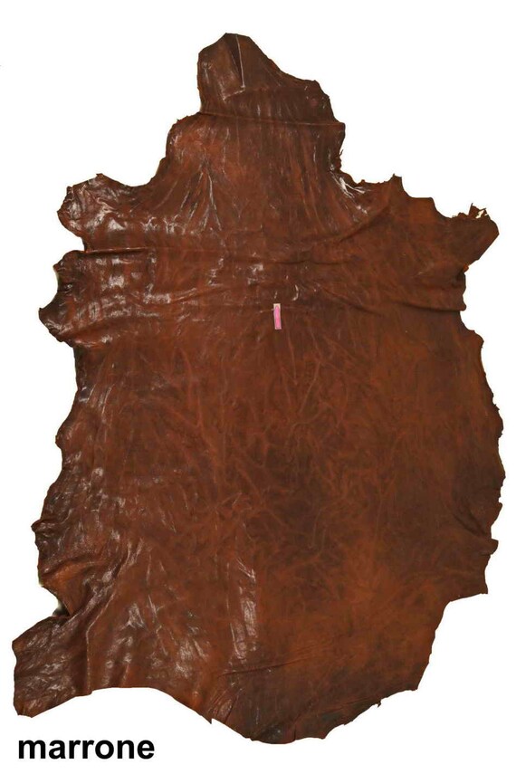Washed Vegetable Tanned Nappa Sheep Leather Hide, Soft Vintage