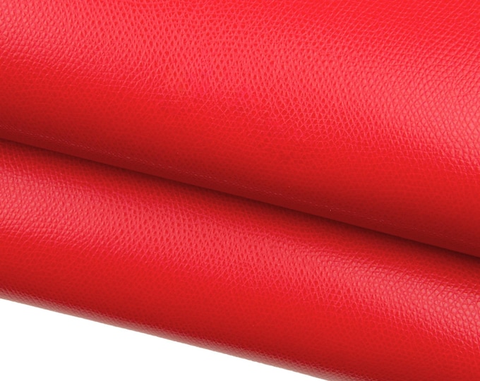 Red EMBOSSED leather hide, SAFFIANO - like printed cowhide, glossy calfskin 1.4 - 1.6 mm, ideal for bags B18749-TU La Garzarara