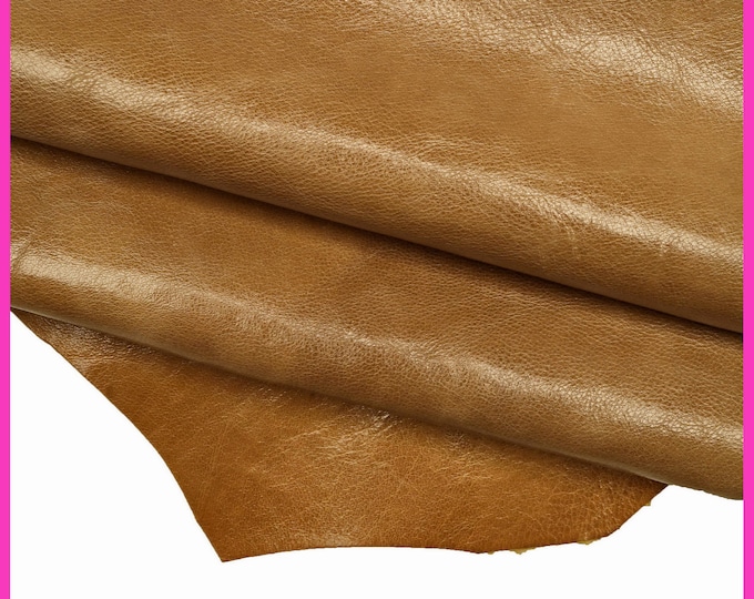Brown VEGETABLE tan leather hide, glossy sporty wrinkled cowhide, soft calfskin with shades B16003-VT La Garzarara