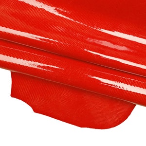 RED LIZARD leather skin, animal printed sheepskin, glossy textured lambskin hide for diy projects, medium softness B-17951-ST La Garzarara