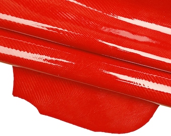 Piel de lagarto roja, piel de cordero charol con estampado de lagarto, piel animal roja brillante para bricolaje B17951-ST La Garzarara