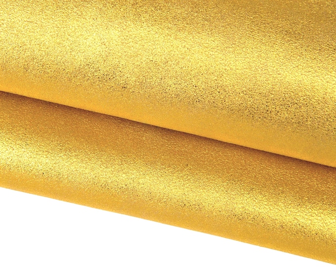 Gold metallic leather skin – glossy laminated goatskin leather hide, dusty soft finish for bags and jewelry – B16969-MT La Garzarara