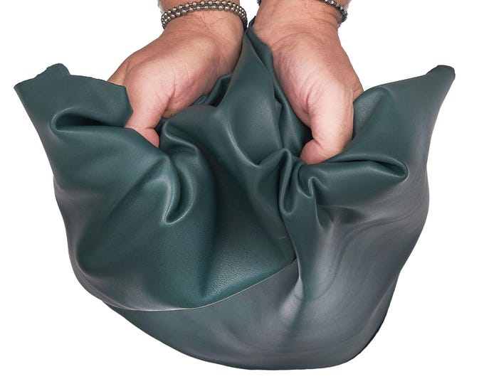 Petroleum green sheepskin NAPPA leather, super soft lambskin, smooth semi glossy hide for garments B17590-TU La Garzarara