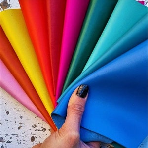 10 RITAGLI di pellami unici selezionati, toni vivavi in tinta unita, pezzi di pelle, assortimento come da foto RT30  La Garzarara