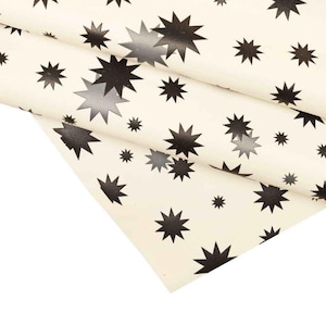 White printed cowhide leather, black STARS pattern on calf, thick skins B14175-ST  La Garzarara
