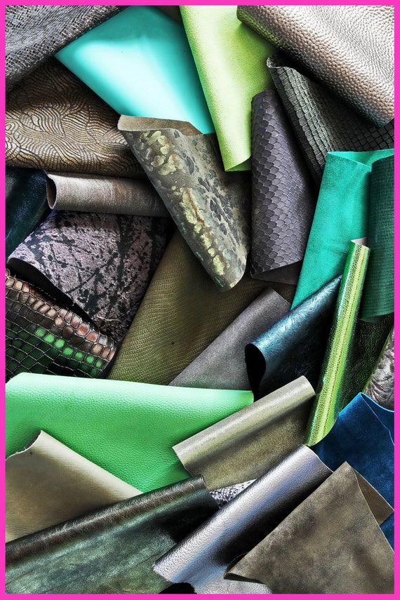 Mix leather scraps -PYTHON and SNAKE textured- fancy textures