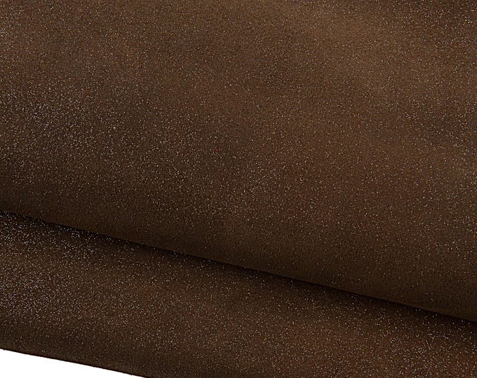 Brown METALLIC SUEDE leather hide, shiny soft calfskin with foil, 1.3 - 1.4 mm B19104-MT La Garzarara